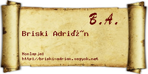 Briski Adrián névjegykártya